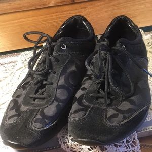 Coach Black Tennis Shoe Sz 8 Soft Leather & Patent